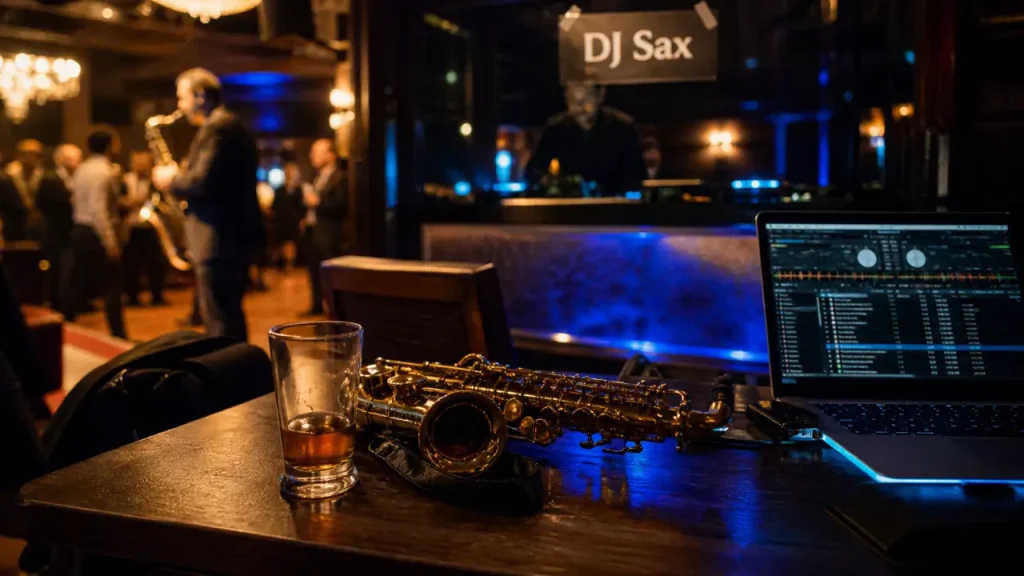 DJ sax en live près du DJ et de la piste de danse