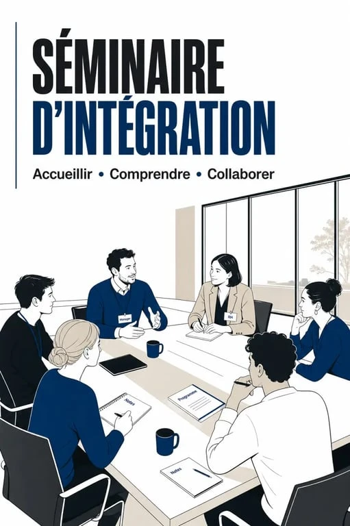 Séminaire d’intégration en entreprise avec nouveaux collaborateurs et managers lors d’un échange collectif