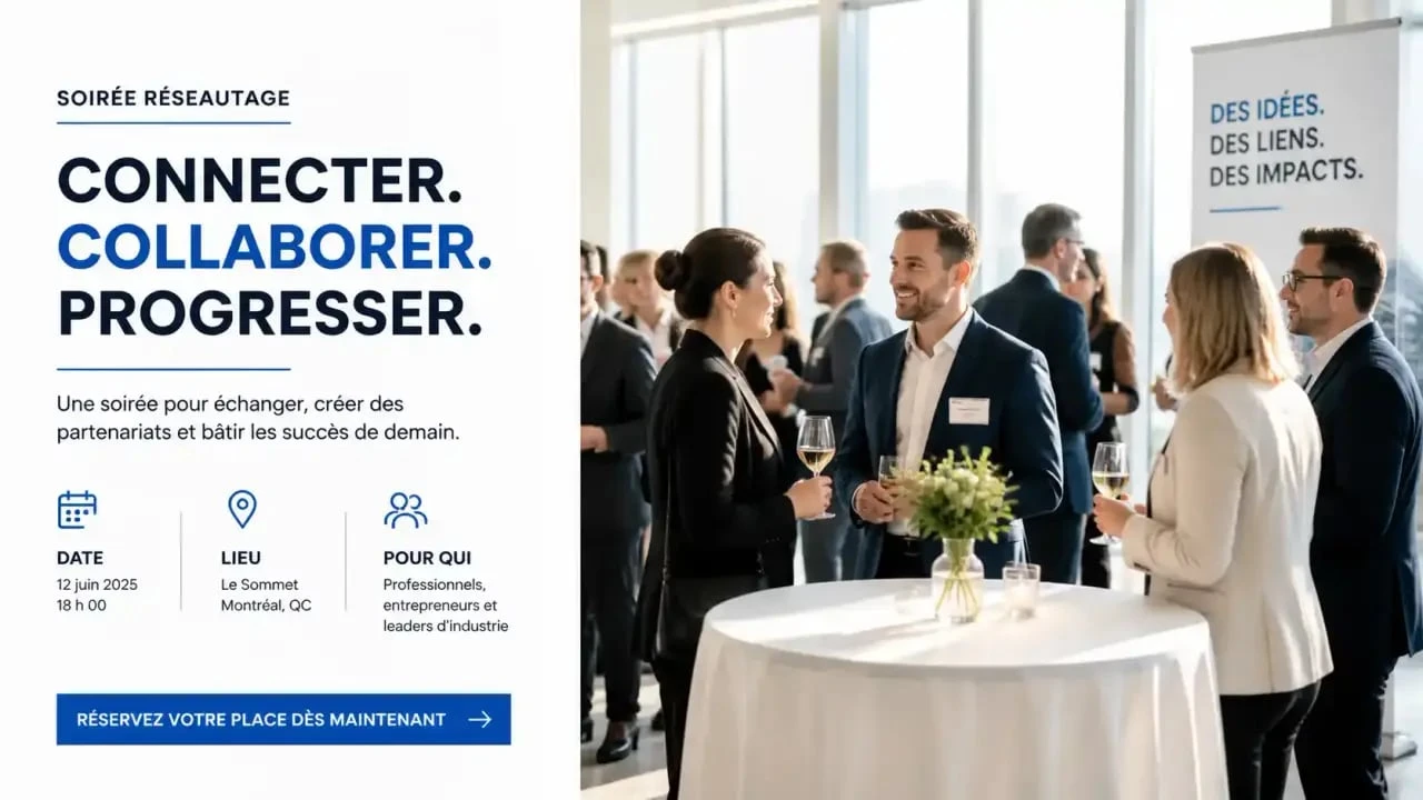 Ambiance de soirée d'entreprise avec cocktail dînatoire pour favoriser les échanges