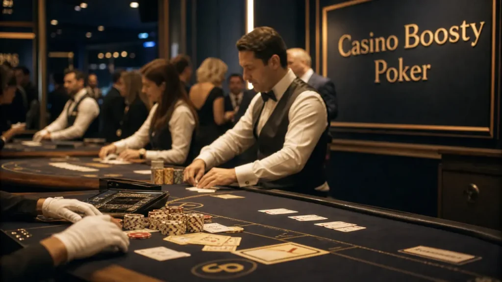 Soirée entreprise casino boostypoker : tables, jetons et croupiers professionnels
