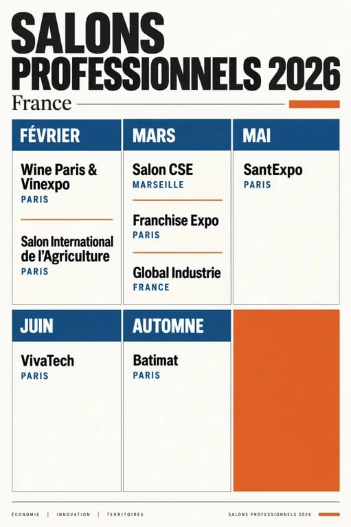 Calendrier visuel des salons pour professionnel en France en 2026