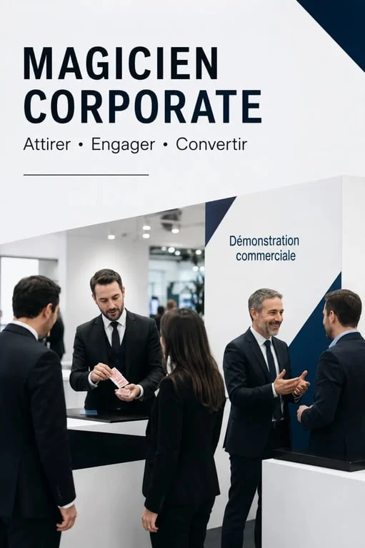 Magicien corporate sur un stand de salon professionnel