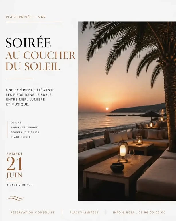 Ambiance de soirée DJ sur une plage privée dans le Var